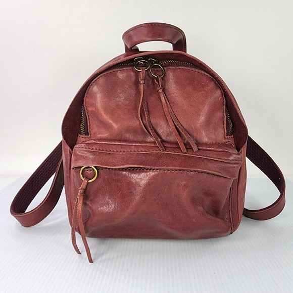 Madewell Handbags - Madewell Red Burgandy Leather Lorimer Mini Backpack purse